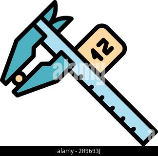 Digital micrometer industrial icon. Outline Digital micrometer industrial vector icon for web design isolated on white background color flat Stock Vector