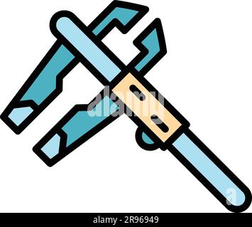 Digital micrometer work icon. Outline Digital micrometer work vector icon for web design isolated on white background color flat Stock Vector