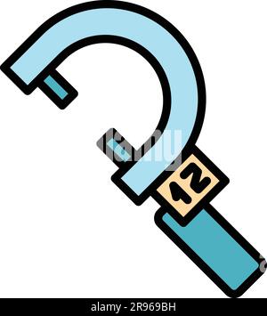 Digital micrometer machining icon. Outline Digital micrometer machining vector icon for web design isolated on white background color flat Stock Vector
