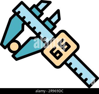 Digital micrometer metal icon. Outline Digital micrometer metal vector icon for web design isolated on white background color flat Stock Vector