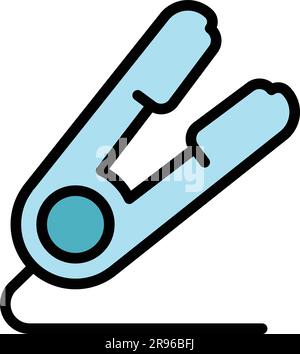 Hair straightener icon. Outline Hair straightener vector icon for web design isolated on white background color flat Stock Vector