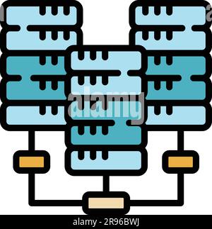 Server network internet icon. Outline Server network internet vector icon for web design isolated on white background color flat Stock Vector