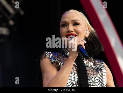 London, United Kingdom, 24th June 2023. Gwen Stefani performs live at BST Summertime Festival in Hyde Park supporting Pink. Cristina Massei/Alamy Live News Stock Photo