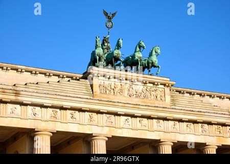Detail of the Quadriga on the famous Brandenburg Gate in Berlin Stock Photo