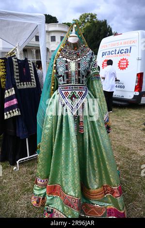 London, UK. 24th June, 2023. Hundreds attends the Refugee Week 2023 for the 25th, focused on Afghanistan culture, Afghans musicians, Persian musicians performance, delicious foods, Afghanistan traditional dress at Gunnersbury Park. Credit: See Li/Picture Capital/Alamy Live News Stock Photo