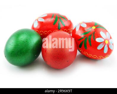 Colored Easter Eggs Isolated on White Background Stock Photo