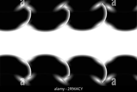 Black abstract shiny beautiful and convex smooth three-dimensional simple balls, bubbles, circles with glare of light located on top and bottom on a w Stock Vector