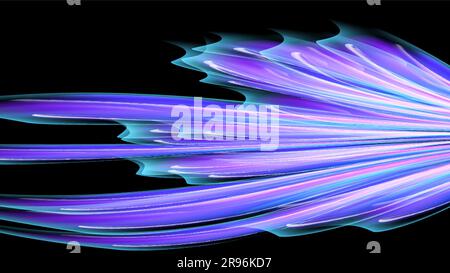 Beautiful bright motley purple pink abstract energetic magical cosmic fiery neon texture from lines and stripes, waves, flames with curves and twists Stock Vector