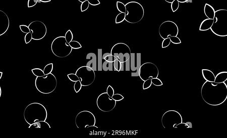cranberry on a black background, red berry, vector illustration, pattern. sugar cranberry, marsh berry. interior decoration. black and white wallpaper Stock Vector