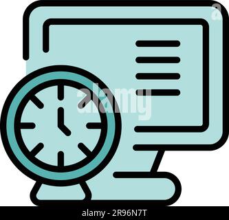 Late work pc icon. Outline Late work pc vector icon for web design isolated on white background color flat Stock Vector