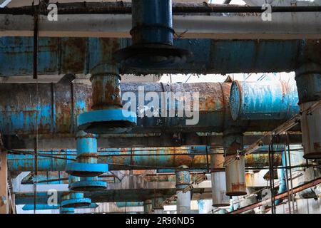The ceiling in the workshop at the industrial chemical petrochemical ...