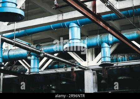 The ceiling in the workshop at the industrial chemical petrochemical ...