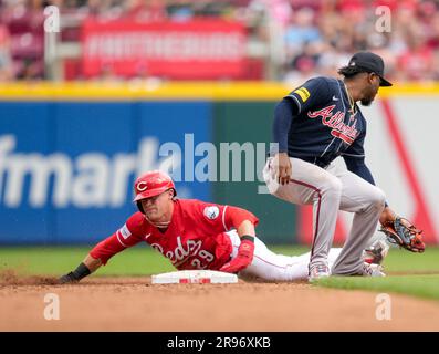 Cincinnati Reds' Jonathan India (6) bats during a baseball game against the  Arizona Diamondbacks Sunday, July 23, 2023, in Cincinnati. (AP Photo/Jeff  Dean Stock Photo - Alamy