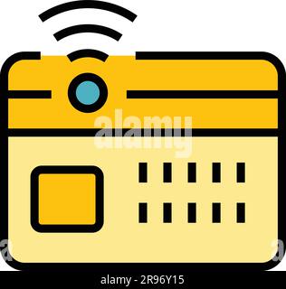 Subway card ticket icon. Outline Subway card ticket vector icon for web design isolated on white background color flat Stock Vector