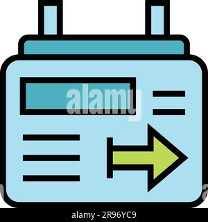 Metro board icon. Outline Metro board vector icon for web design isolated on white background color flat Stock Vector