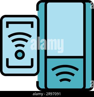 Metro ticket phone icon. Outline Metro ticket phone vector icon for web design isolated on white background color flat Stock Vector