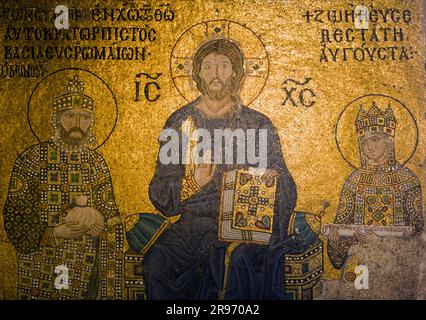 Empress Zoe Mosaic, in Hagia Sophia, Sultan Ahmet Park, Istanbul, Ayasofya Camii Muzesi, Turkey Stock Photo