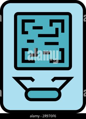 Metro ticket qr code icon. Outline Metro ticket qr code vector icon for web design isolated on white background color flat Stock Vector
