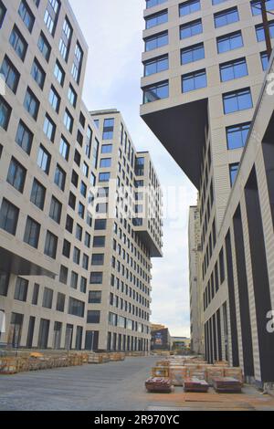 Highrise buildings in Wall Street financial district, New York City Wall Street Stock Photo