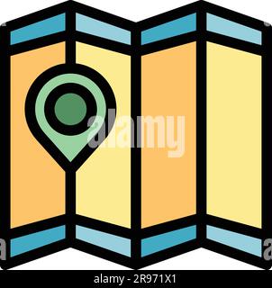 Expedition map icon. Outline Expedition map vector icon for web design isolated on white background color flat Stock Vector