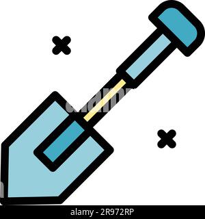Expedition shovel icon. Outline Expedition shovel vector icon for web design isolated on white background color flat Stock Vector