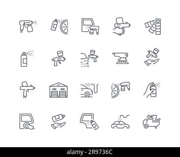 Car paint icons vector outline Stock Vector