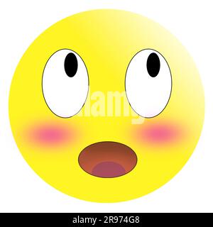 Embarrassed Emoticon with reddened red cheeks on a white background ...
