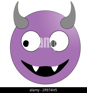 Smiling face with horns. Violet devilish smiley. isolated on white background isolate Stock Photo