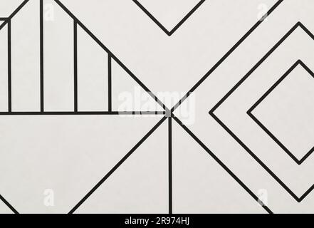 Interior wallpaper design, black patterned lines on white background. Geometric modern style decor. Stock Photo