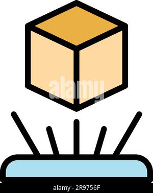 Cube hologram projection icon. Outline Cube hologram projection vector icon for web design isolated on white background color flat Stock Vector