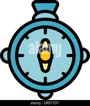 Campsite compass icon. Outline Campsite compass vector icon for web design isolated on white background color flat Stock Vector