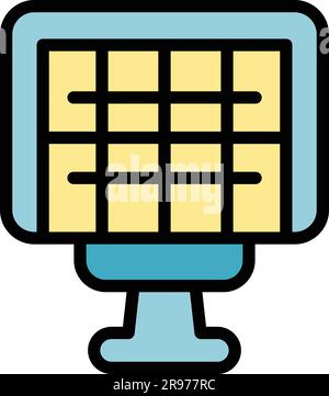 Campsite bbq net icon. Outline Campsite bbq net vector icon for web design isolated on white background color flat Stock Vector