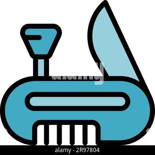 Campsite multitool icon. Outline Campsite multitool vector icon for web design isolated on white background color flat Stock Vector