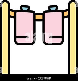 Drying clothes icon. Outline Drying clothes vector icon for web design isolated on white background color flat Stock Vector