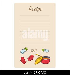 Recipe card. Cookbook for cooking. Hand drawn vector illustration. Stock Vector