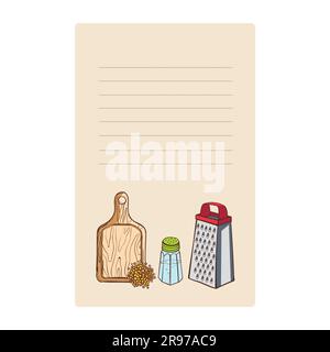 Blank recipe book with grater and salt vector illustration graphic design Stock Vector