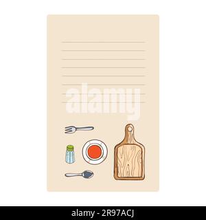 Kitchen utensils and cookbook page. Vector illustration. Stock Vector