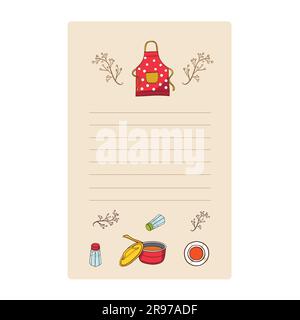 Recipe card. Cookbook template with kitchen utensils. Vector illustration Stock Vector