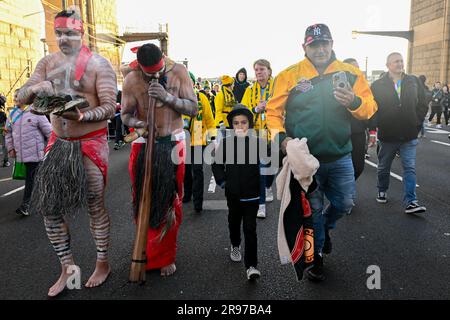 The smoking ceremony during the FIFA Women's World Cup 2023 Sydney Harbour Bridge Unity Celebration on June 25, 2023 in Sydney, Australia. (Photo by Izhar Khan) #editorial use only Stock Photo