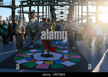 The smoking ceremony during the FIFA Women's World Cup 2023 Sydney Harbour Bridge Unity Celebration on June 25, 2023 in Sydney, Australia. (Photo by Izhar Khan) #editorial use only Stock Photo