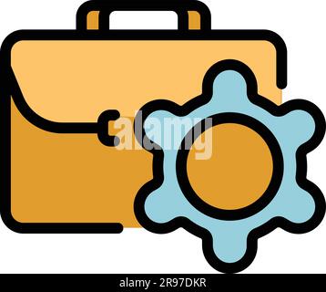 Management suitcase icon outline vector. Work job. Business project color flat Stock Vector