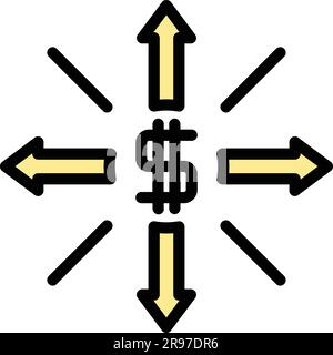 Finance management icon outline vector. Job project. Manage teamwork color flat Stock Vector