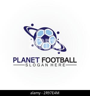 Planet football or planet soccer logo vector template Stock Vector