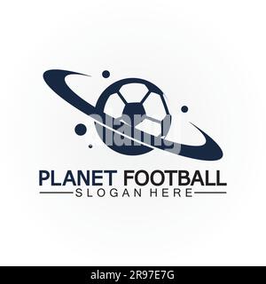 Planet football or planet soccer logo vector template Stock Vector