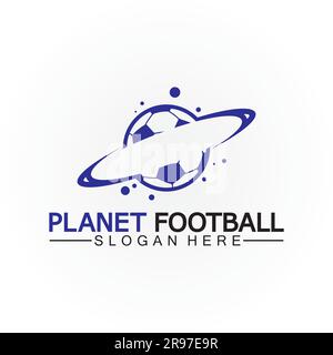 Planet football or planet soccer logo vector template Stock Vector