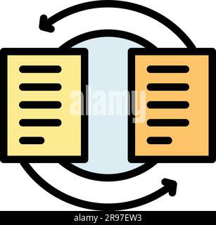 Convert document icon outline vector. Invoice data. File duplicate color flat Stock Vector