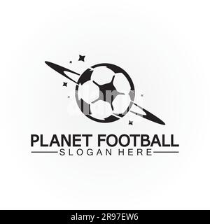 Planet football or planet soccer logo vector template Stock Vector