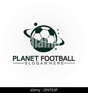 Planet football or planet soccer logo vector template Stock Vector