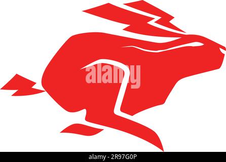 Running Rabbit with Lightning Shaped Ears Stock Vector
