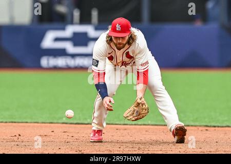 Paul Goldschmidt #46 of the St. Louis Cardinals baseball glove during the  2023 MLB London Series match St. Louis Cardinals vs Chicago Cubs at London  Stadium, London, United Kingdom, 24th June 2023 (